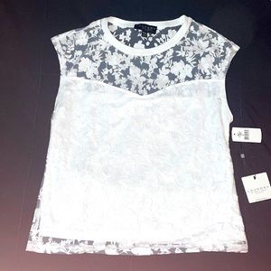 Laundry Sz small white sleeveless, and sheer blouse